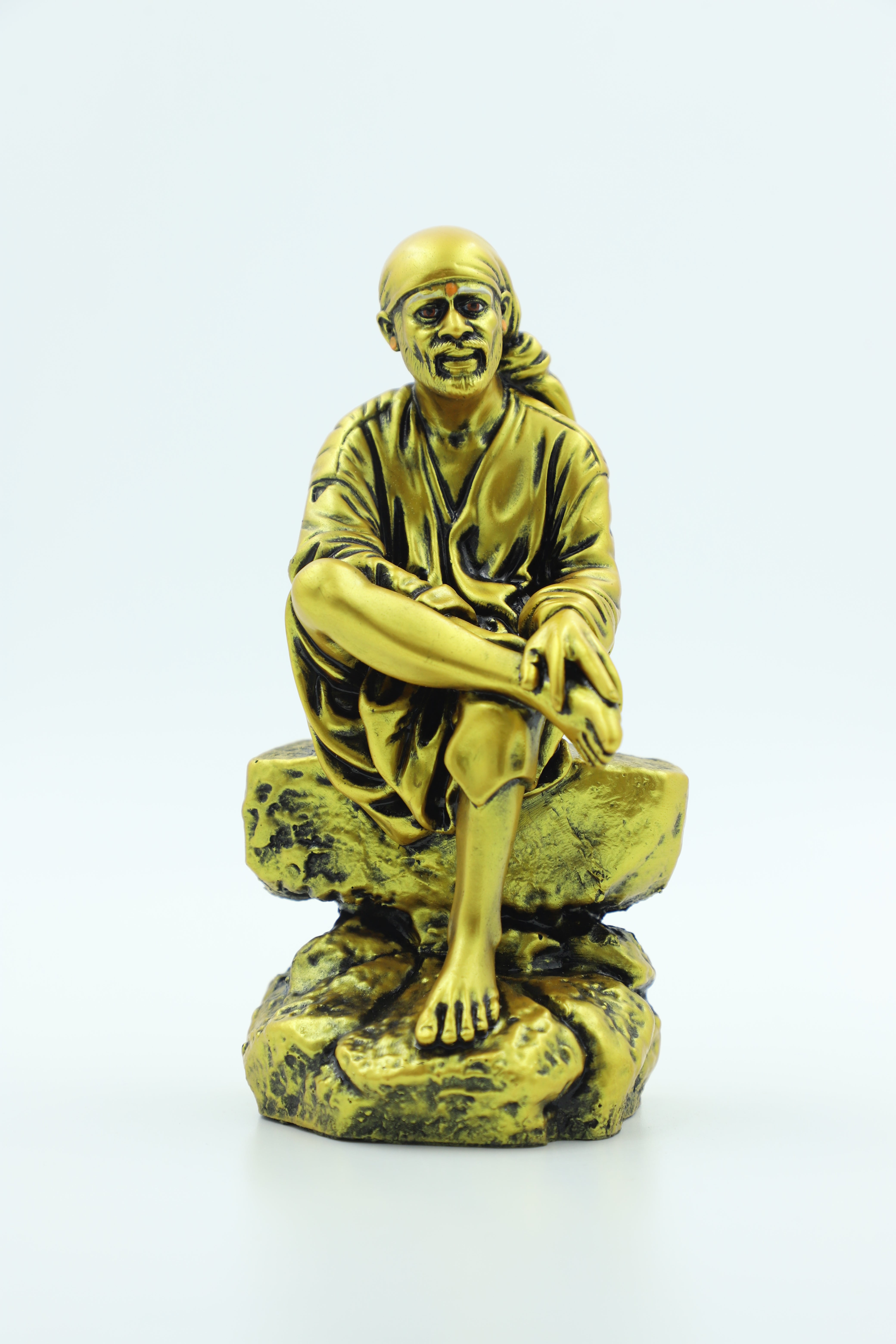 ✨Hemant art Shirdi Sai Baba Idol,Statue,Murti Sitting On Stone Resin Fiber Statue - 6.5 Inche